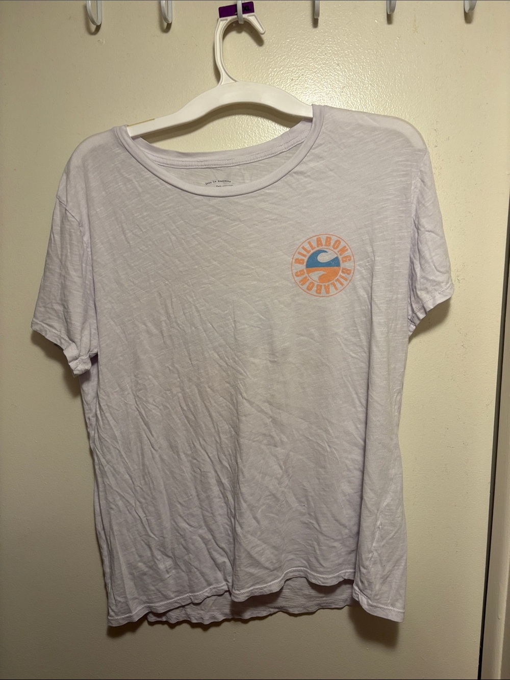 Billabong Light Blue Tee with Orange & Blue Chest Logo